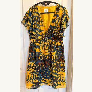 mac + jac Abstract Flutter Sleeve Dress M